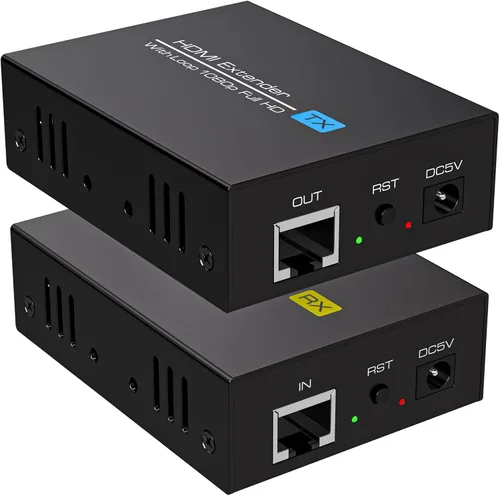 Vista 12 de Extensor HDMI sobre Cat5e/6/7 Ethernet 1080p hasta 196 pies HDMI Balun transmisor transmisor receptor compatible con función EDID y POC 3D HDCP Negro