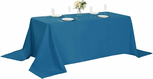 Vista 9 de Mantel rectangular de tela de poliéster lavable de 60 x 120 pulgadas, para decoración de bodas, fiestas, comedores, banquetes