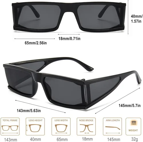 Vista 6 de BAWUYI Y2K - Lentes de sol de los años 2000 para hombres y mujeres, gafas cibernéticas futuristas con lente lateral, punk, deportes, cuadradas