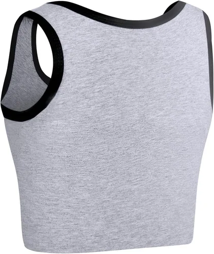 Vista 2 de XUJI - Camiseta compresora sin mangas de algodón transpirable para mujer, con banda elástica y colores (M-6XL)