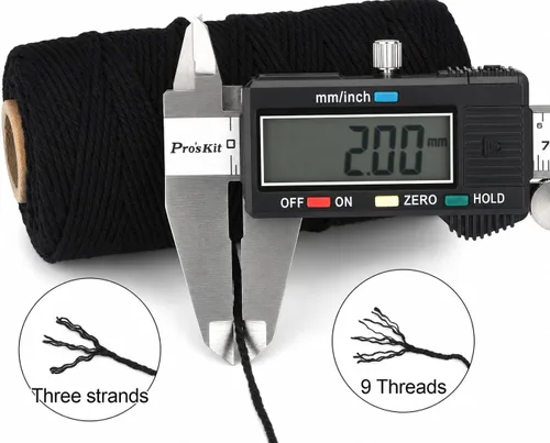 Vista 2 de G2PLUS Cuerda Negra, 2MM 328 Pies de Cuerda de Algodón Natural para Manualidades, Cuerda de Algodón Negra para Panaderos, Cuerda de Embalaje