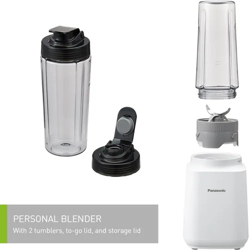 Vista 3 de Panasonic MXXP103 - Licuadora personal ligera con cuchillas de dientes de sierra, sin BPA, 450 W, color blanco
