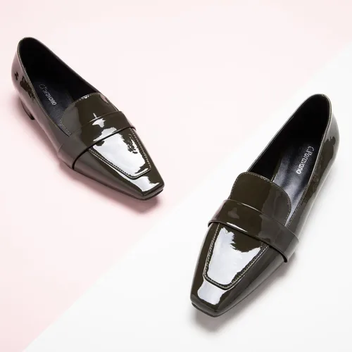 Vista 2 de C.Paravano Mocasines para mujer Mocasines de cuero Mocasines sin cordones Mocasines para mujer Mocasines planos con punta cuadrada Mocasines