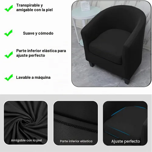 Vista 4 de WOMACO 2 fundas para silla de club, fundas elásticas impresas para sillón y bañera redonda con funda de cojín, parte inferior elástica, protector