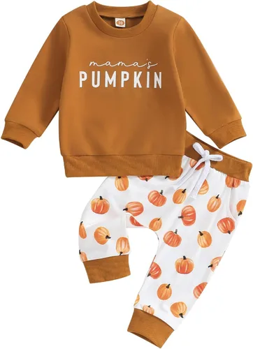 Vista 29 de Karwuiio Conjunto de disfraz de Halloween para bebé, sudadera de manga larga y pantalones para otoño