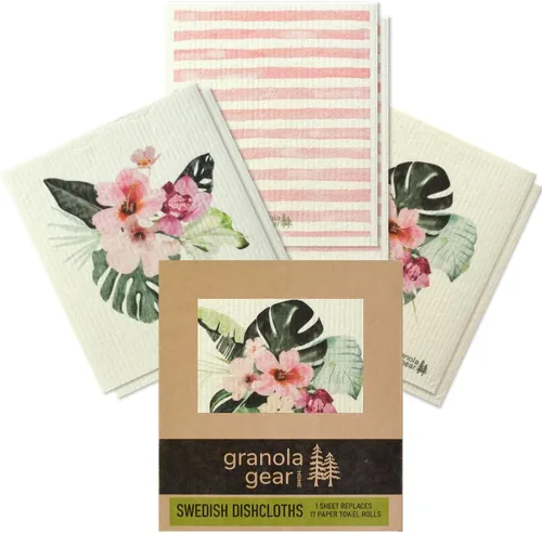 Vista 14 de Paquete de 6 paños suecos para cocina, hechos en Suecia, toallas de papel reutilizables, paños de esponja lavables, algodón de celulosa Seaglass