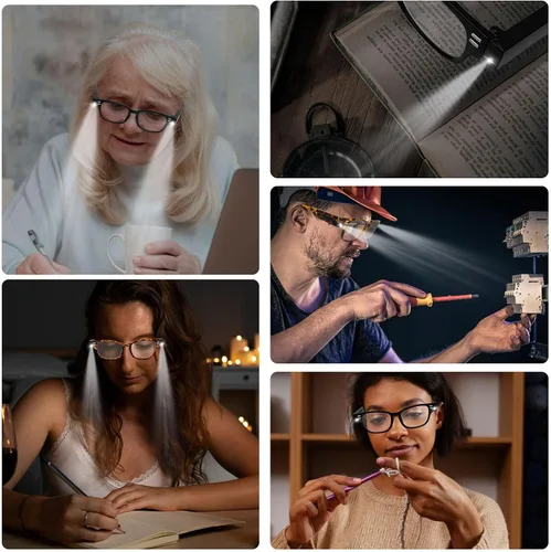 Vista 5 de Reading Glasses with Lights and Magnifier Bright LED Readers Lighted Magnifying Glasses Lighted Eyeglasses