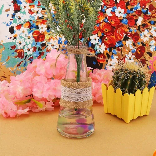 Vista 4 de CCINEE Rollo de cinta de arpillera de yute natural de 5.4 yardas con cinta de encaje blanco para manualidades, decoración de boda