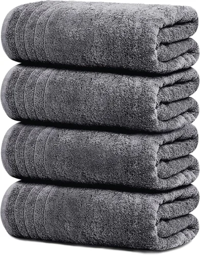 Vista 10 de Tens Towels Paquete de 4 toallas de baño extra grandes de 30 x 60 pulgadas, 100% algodón, más grandes y ligeras, más rápidas de secar, súper suaves