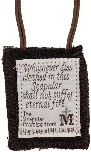 Vista 3 de Venerare Figura Santa Católica Escapulario 100% lana Viene con papeles de inscripción (marrón tradicional)