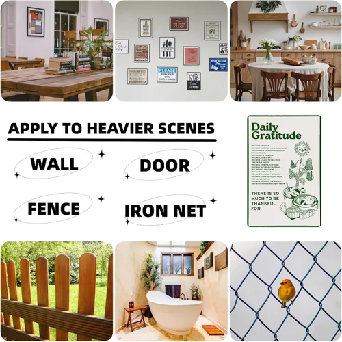 Vista 6 de CUUCTGDA Póster de metal inspirador verde bohemio para habitación, decoración estética de gratitud diaria, letreros de hojalata para el hogar