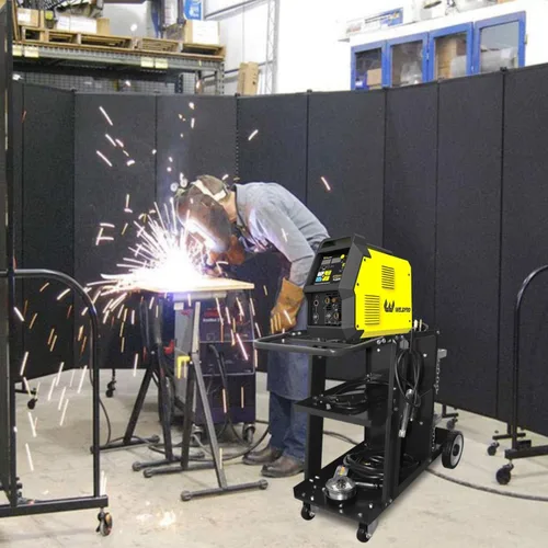 Vista 8 de Weldpro - Carro de soldadura para soldador MIG, soldador TIG y cortador de plasma, carrito de soldador resistente de 3 niveles con capacidad