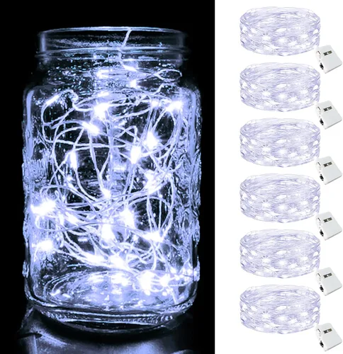 Vista 28 de btfarm - Paquete de 6 luces de hadas con pilas, luces parpadeantes con 3 modos