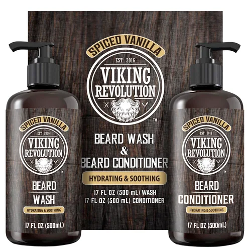 Vista 12 de Viking Revolution Acondicionador de barba de vainilla especiada para hombres con aceite de argán y aceite de jojoba, suavizante y fortalecedor