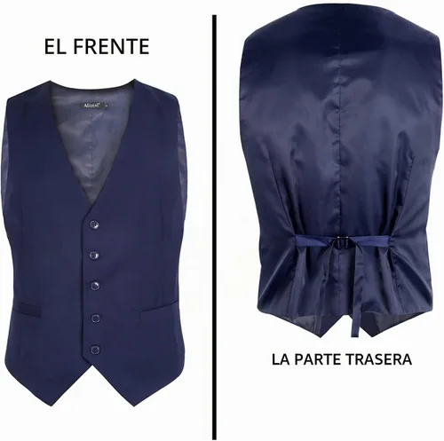 Vista 3 de Alizeal Chaleco de Traje de Negocios Clásico de Color Sólido para Hombre de Ajuste Regular Chaleco de Esmoquin para Boda Azul marino