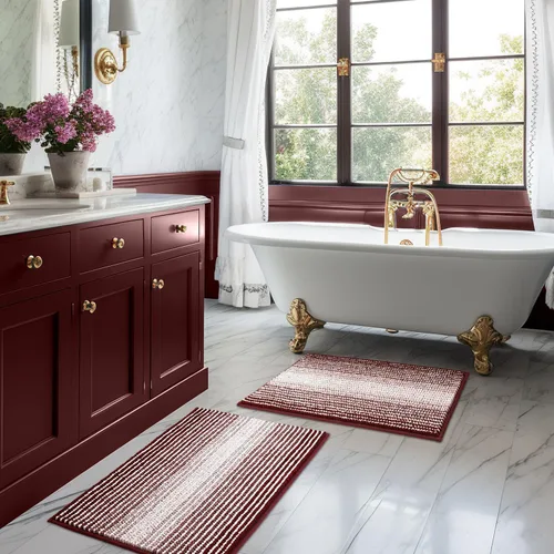 Vista 33 de BSICPRO Tapetes de baño de felpilla, 20 x 32 pulgadas, antideslizantes, absorbentes, suaves, peludos, para baño, lavables a máquina (salvia)