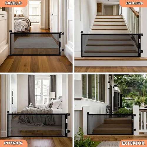 Vista 7 de Puertas retráctiles para bebés de 24 pulgadas de alto para pasar por encima, puertas cortas para perros, puerta para mascotas para cachorros