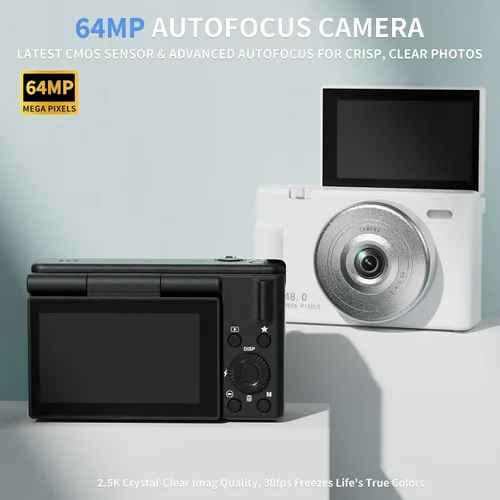 Vista 3 de Cámara digital 2K con filtro múltiple de 48 MP con zoom 16X antivibración, pantalla LCD de 3 pulgadas, cámara compacta para vlogging con tarjeta SD
