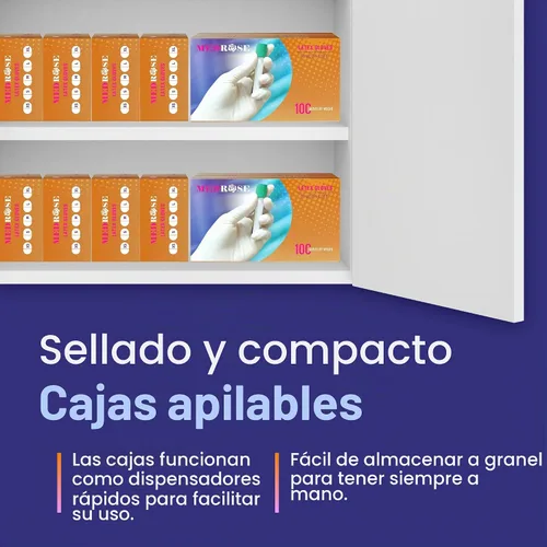 Vista 5 de Guantes de látex MedRose pequeños - 100 guantes de goma - Guantes desechables sin polvo, impermeables, blancos