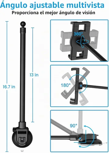 Vista 3 de Soporte de tablet para parabrisas de automóvil, brazo flexible