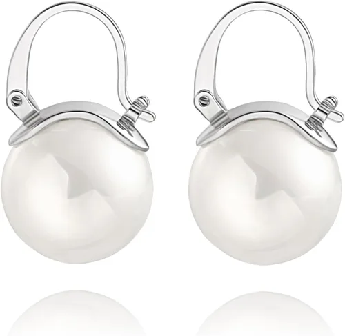 Vista 55 de Aretes colgantes de plata de ley 925 seleccionados a mano AAA+ de 7.5 a 0.315 in con perlas cultivadas de agua dulce blancas para mujer