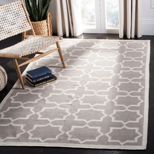 Vista 8 de SAFAVIEH Dhurries Collection DHU549L - Alfombra de lana de tejido plano hecha a mano de 2 pies 6 pulgadas x 6 pies, color negro/marfil