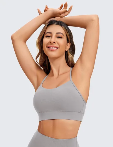 Vista 2 de CRZ YOGA Butterluxe - Brasier deportivo con espalda en Y para mujer, tirantes delgados, sin varillas, cuello redondo, atlético, acolchado, para yoga