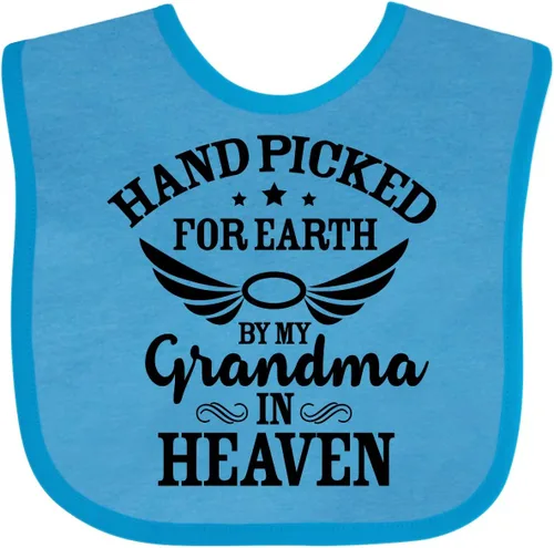 Vista 22 de inktastic Handpicked for Earth By My Grandma in Heaven Angel Wings Baby Bib