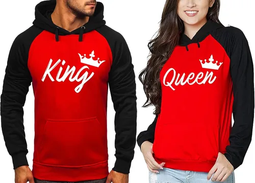 Vista 2 de SR SR Handwrite King Queen - Sudadera con capucha de raglán