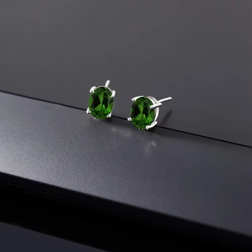 Vista 123 de Gem Stone King Aretes de oro de 14 quilates con piedra natal ovalada de 0.315 x 0.236 in Aretes de oro para mujer