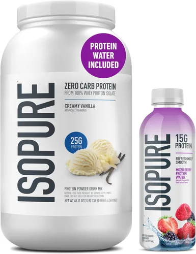 Vista 32 de Isopure Zero Carb 100% Proteína Pura de Suero Aislado en Polvo, Libre de Lactosa, Libre de Gluten, Con Vitaminas, Crema de Plátano, 25g de Proteína