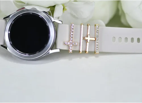 Vista 4 de Abrazaderas de Correa de Reloj - Anillos Decorativos Compatibles con Correas de Cuero de Silicona para Apple Watch - Accesorios de Correa Deslizante