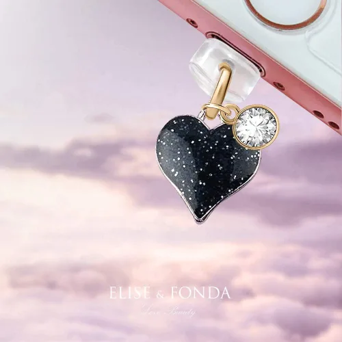 Vista 2 de ELISE & FONDA CP130 Puerto de carga USB Anti Polvo Plug Little Heart Love Colgante Colgante Teléfono Charm para iPhone 11/XS MAX/XR/X/8