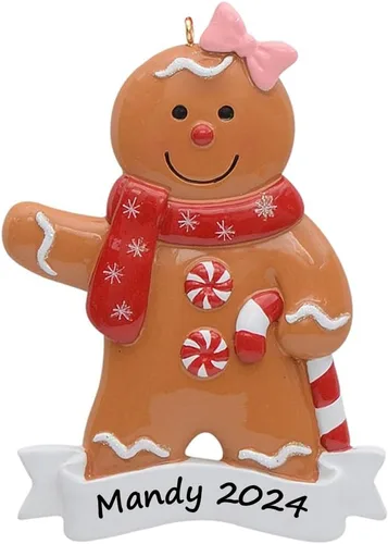 Vista 7 de MAXORA Adorno de Navidad personalizado de niño de jengibre para hombre, panadero, adorno de Navidad, regalo de recuerdo de galletas de poliresina