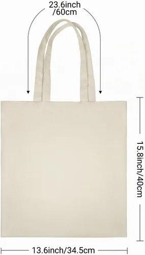 Vista 4 de E&EY Bolsa de lona reutilizable en blanco para compras DIY promoción de manualidades (paquete de 1), 1 Paquete