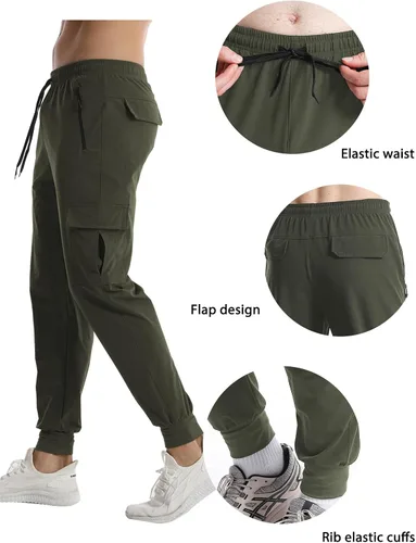 Vista 4 de Surenow Pantalones deportivos ligeros para hombre, de secado rápido, pantalones de senderismo para entrenamiento, pantalones deportivos para hombre