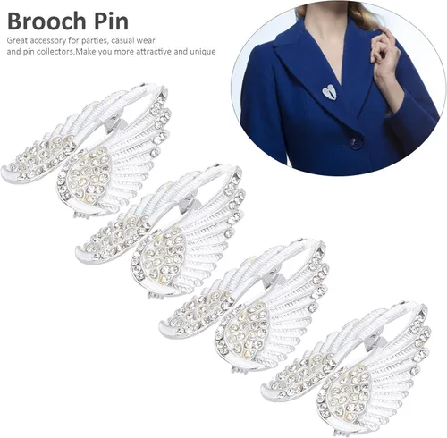 Vista 2 de 4Pcs Brooch Pin Diamond Angel Wing Pattern Cute Fashion Lapel Pin Coat Badges Accessory