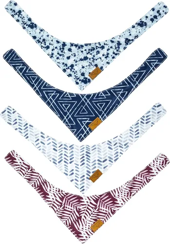 Vista 8 de Remy+Roo Bandanas clásicas de verano para perros, grandes, paquete de 4, cuadros y hojas