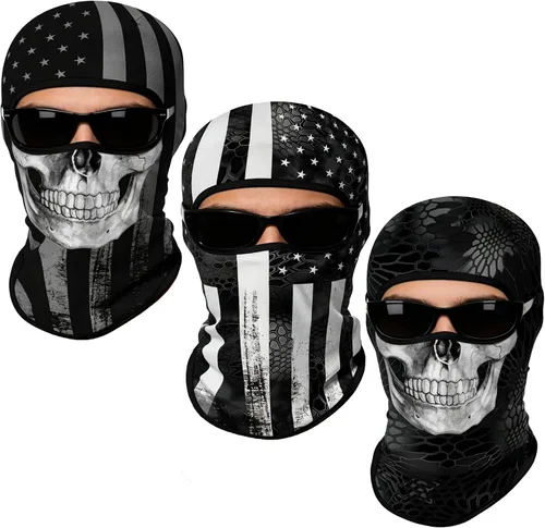 Vista 26 de Pasamontañas 3D, máscara de cara completa, resistente al viento, máscara de esquí con calavera táctica para motocicleta, ciclismo, Halloween
