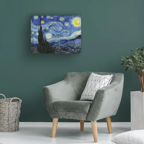 Vista 4 de Lienzo decorativo para pared de Vincent van Gogh, noche estrellada, 14 x 19 pulgadas