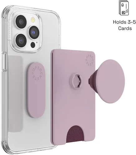Vista 3 de Cartera para teléfono PopSockets con soporte expandible, tarjetero para teléfono - Rosa suave Rosa rubor