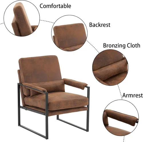 Vista 4 de Accent Chairs for Living Room Modern Lounge Chair Single Iron Frame Chair Bronzing Cloth Indoor Leisure Chair Armchair Vanity Chair Reading Chair