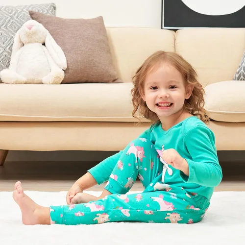 Vista 4 de V.&GRIN Conjunto de pijama de algodón de manga larga para bebé niña, para otoño e invierno