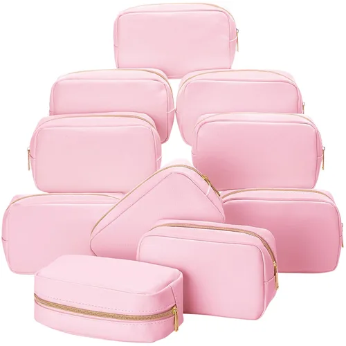 Vista 8 de Sweetude 10 bolsas de maquillaje a granel para mujeres, regalo preparatorio, bolsa de cosméticos de piel sintética, pequeña bolsa de aseo