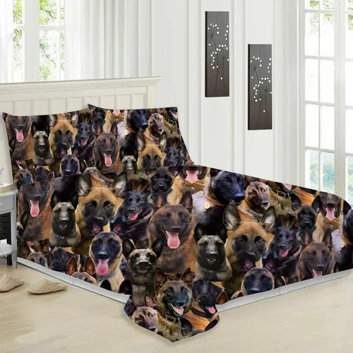 Vista 2 de Juego de funda de edredón de Malinois belga, juego de ropa de cama decorativo de 3 piezas con 2 fundas de almohada, funda de edredón suave, juego