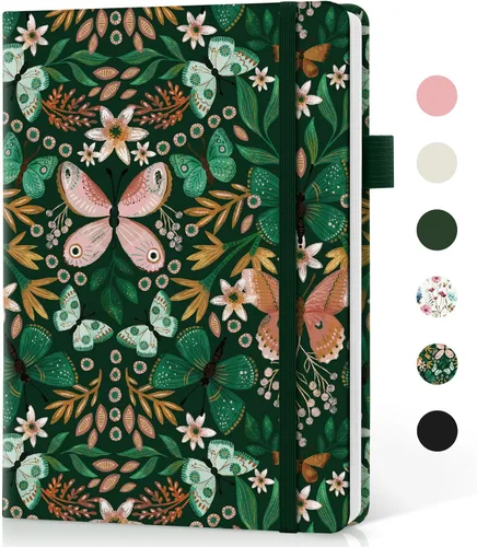 Vista 20 de Taja Cuaderno rayado para mujeres y hombres, diario de cuero de tapa dura para escribir, cuaderno de rayas universitarias A5 para trabajo y toma