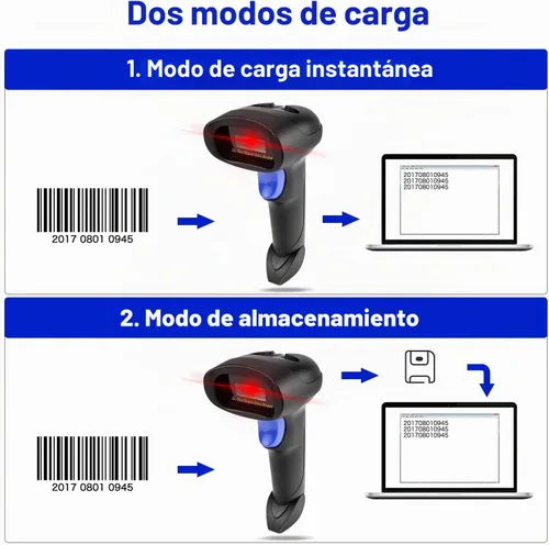 Vista 4 de NetumScan Escáner de código de barras inalámbrico 1D con soporte