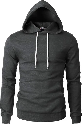 Vista 42 de H2H Sudadera con Capucha Tipo Pullover para Hombre, Ligera, de Manga Larga, con Bolsillo Canguro, Ajuste Ceñido, Básica, Casual, Suéter