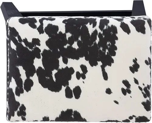 Vista 10 de Linon Taburete de bar Harlow con estampado de vaca negra sin respaldo de 30 pulgadas