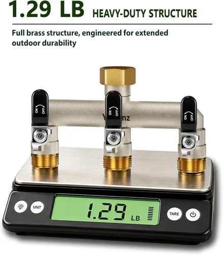 Vista 7 de 3-Way Garden Hose Splitter, Heavy-Duty Brass, 3/4" GHT, (Black)